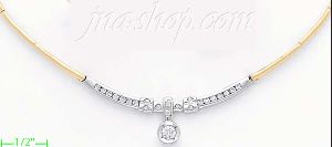 14K Gold Fancy CZ Sets Necklace 17"