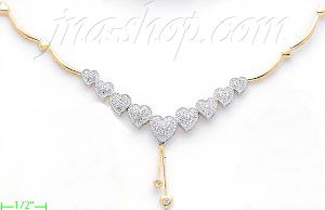 14K Gold Fancy CZ Sets Necklace 17"