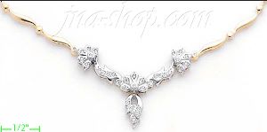 14K Gold Fancy CZ Sets Necklace 17"