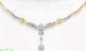 14K Gold Fancy CZ Sets Necklace 17"