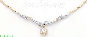 14K Gold Fancy CZ Sets Necklace 17"