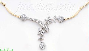 14K Gold Fancy CZ Sets Necklace 17"