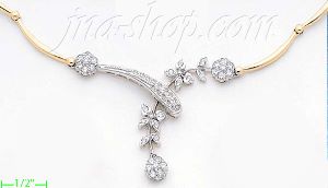 14K Gold Fancy CZ Sets Necklace 17"