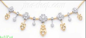 14K Gold Fancy CZ Sets Necklace 17"
