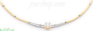 14K Gold Fancy CZ Sets Necklace 17"